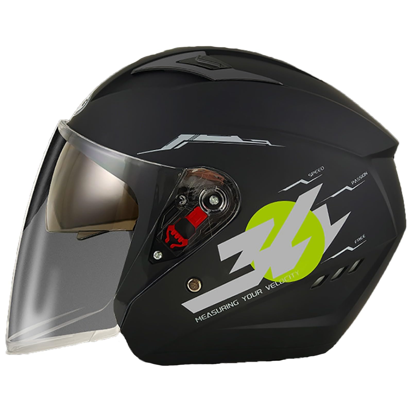 Vintage Open Face Halbgesichts-Motorradhelm, DOT-Geprüfter 3/4-Jethelm, Motorrad-Scooter-Mopedhelm Mit Sonnenblende Für Erwachsene Männer Frauen F,58-62cm von GJCKOPIUFA