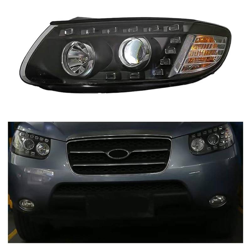 Car Front Headlight Compatible With SantaFe Santa Fe 2006-2012 LED HeadLamp Styling Dynamic Turn Signal Lens Automotive Accessories Assembly(LED kit) von GKALSUEGE