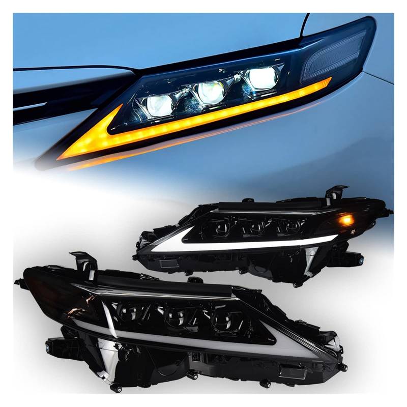 Car Styling Compatible With Camry V60 Headlights 2018-2021 Compatible With Camry XSE XLE SE LE LED Headlight LED Projector Lens Automotive Accessories(Yellow Type,Left Hand Drive) von GKALSUEGE