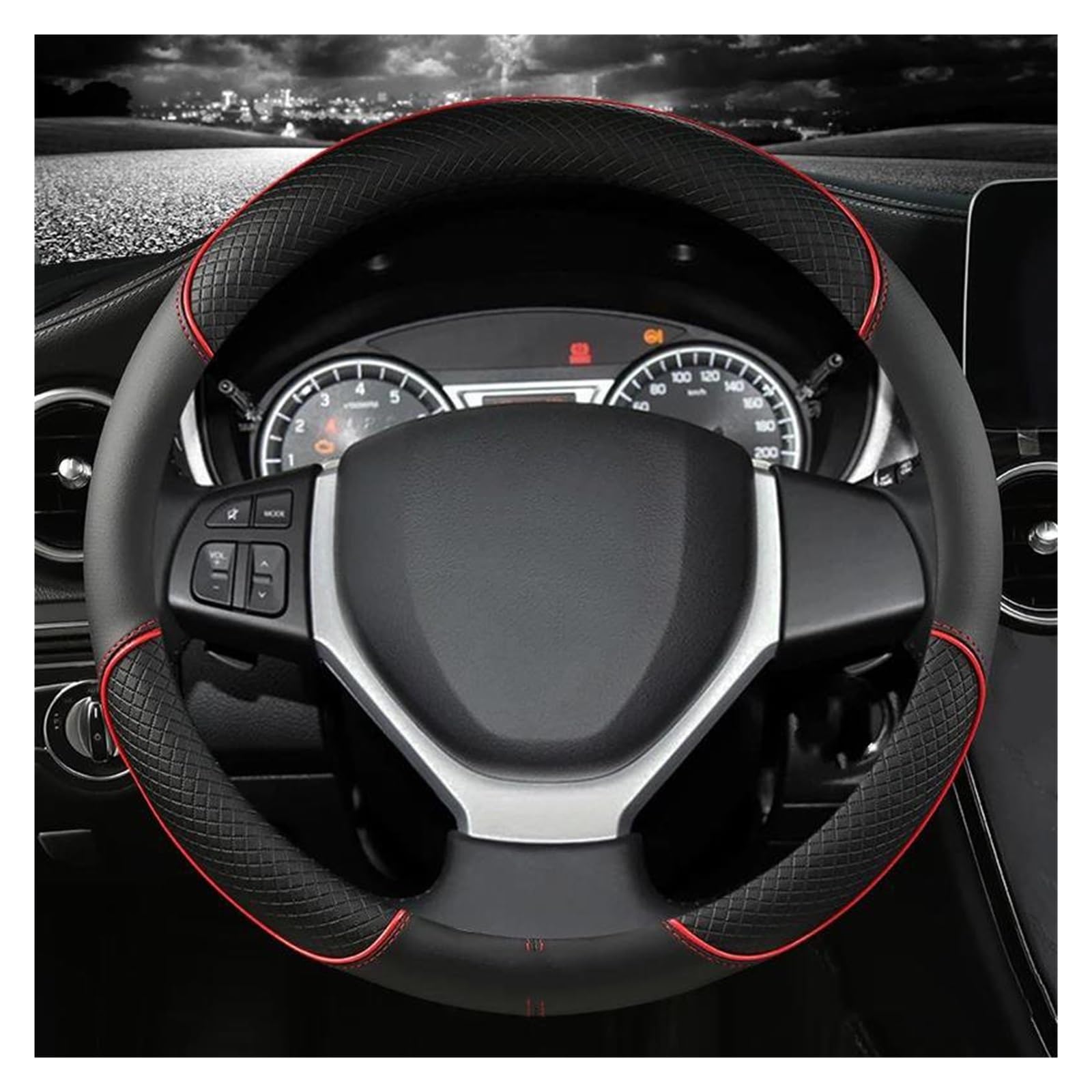 Auto Lenkradbezug Für Suzuki Für Alivio Für Baleno Für Celerio Für Jimny SX4 Für S-Kreuz Für Grand Für Vitara 38 cm 15 "Auto Lenkräder Abdeckung Lenkradschutz(RED) von GKBVUTXA