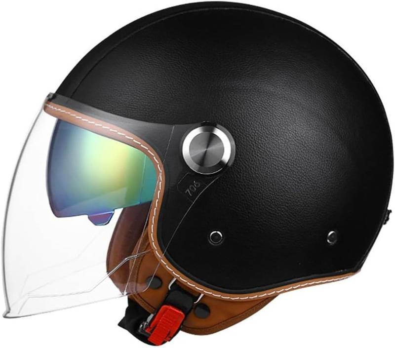 Chopper Helm Halbschale Roller-Helm Halbhelme Motorradhelm Jet-Helm Cruiser Chopper Scooter Helm Mit Fahrradbrille Fahrradvisier Mit ECE Genehmigt Moped Helm Retro von GKCEGHKS