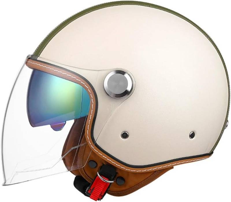 Chopper Helm Halbschale Roller-Helm Halbhelme Motorradhelm Jet-Helm Cruiser Chopper Scooter Helm Mit Fahrradbrille Fahrradvisier Mit ECE Genehmigt Moped Helm Retro von GKCEGHKS