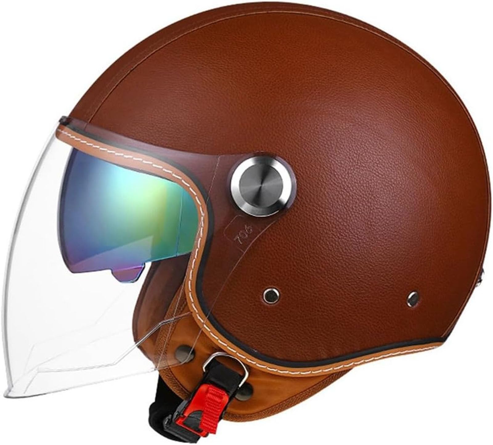 Chopper Helm Halbschale Roller-Helm Halbhelme Motorradhelm Jet-Helm Cruiser Chopper Scooter Helm Mit Fahrradbrille Fahrradvisier Mit ECE Genehmigt Moped Helm Retro von GKCEGHKS