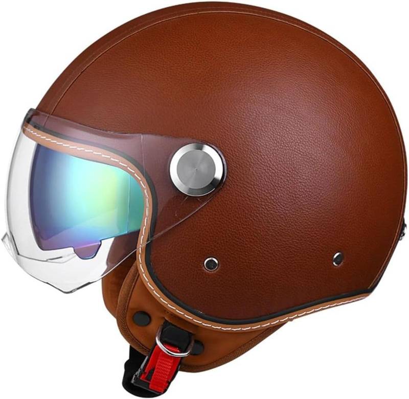 Chopper Helm Halbschale Roller-Helm Halbhelme Motorradhelm Jet-Helm Cruiser Chopper Scooter Helm Mit Fahrradbrille Fahrradvisier Mit ECE Genehmigt Moped Helm Retro von GKCEGHKS