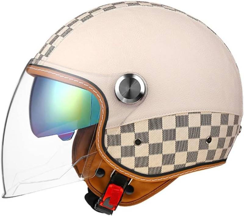 Cruiser Chopper Scooter Helm Halbhelme Motorradhelm Halbschalenhelm Mit Fahrradbrille Fahrradvisier Halbschale Roller-Helm Mit ECE Genehmigt Moped Helm Retro Chopper Helm von GKCEGHKS