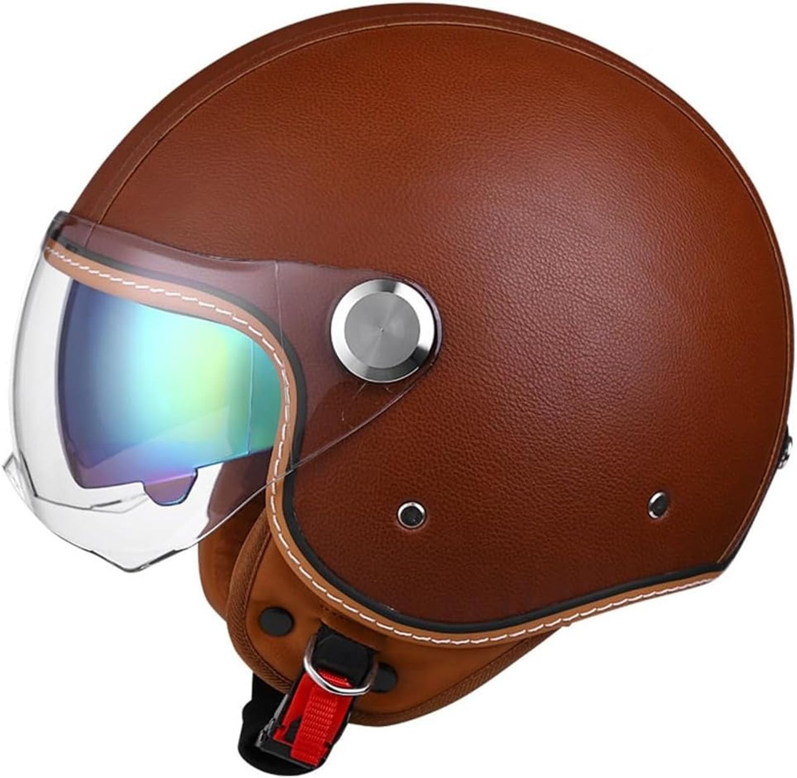 Cruiser Chopper Scooter Helm Halbhelme Motorradhelm Halbschalenhelm Mit Fahrradbrille Fahrradvisier Halbschale Roller-Helm Mit ECE Genehmigt Moped Helm Retro Chopper Helm von GKCEGHKS