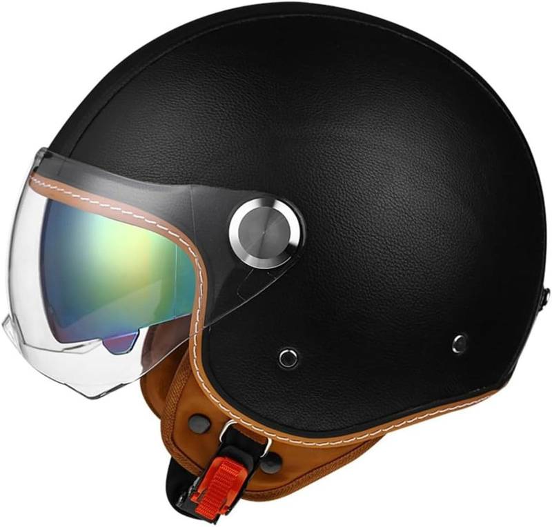 Cruiser Chopper Scooter Helm Halbhelme Motorradhelm Halbschalenhelm Mit Fahrradbrille Fahrradvisier Halbschale Roller-Helm Mit ECE Genehmigt Moped Helm Retro Chopper Helm von GKCEGHKS