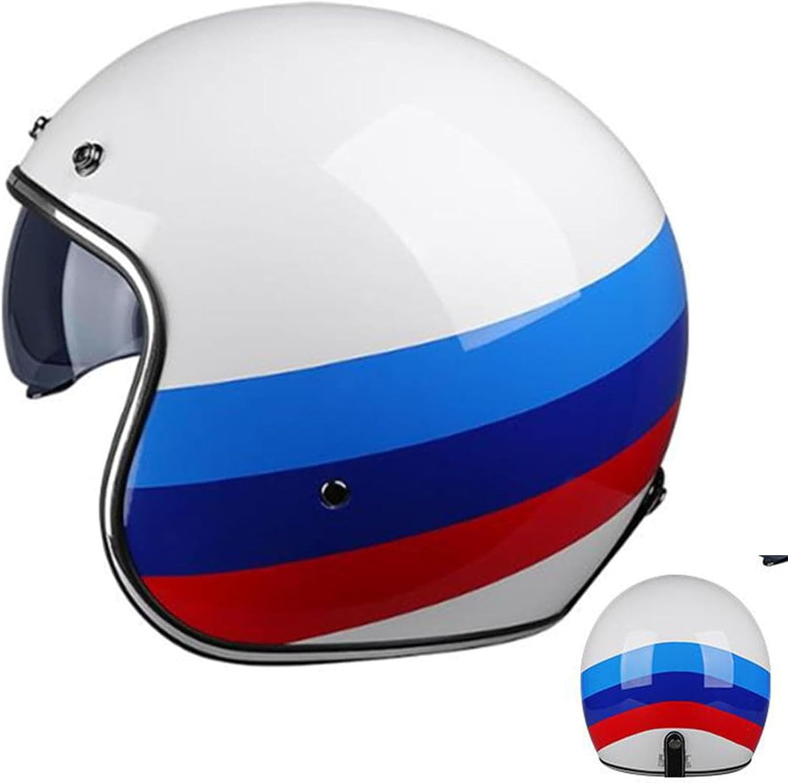 Halbhelme Motorradhelm Jet-Helm Cruiser Chopper Scooter Helm Halbschalenhelm Mit ECE Genehmigt Halbschale Roller-Helm Moped Helm Retro Mit Fahrradbrille Fahrradvisier von GKCEGHKS