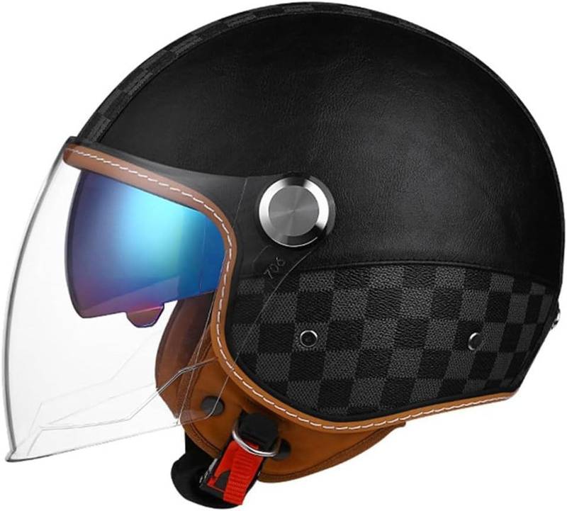 Halbschale Roller-Helm Halbschalenhelm Baseballmütze-Helm Halbhelme Motorradhelm Chopper Helm Mit ECE Genehmigt Moped Helm Retro Mit Fahrradbrille Fahrradvisier von GKCEGHKS