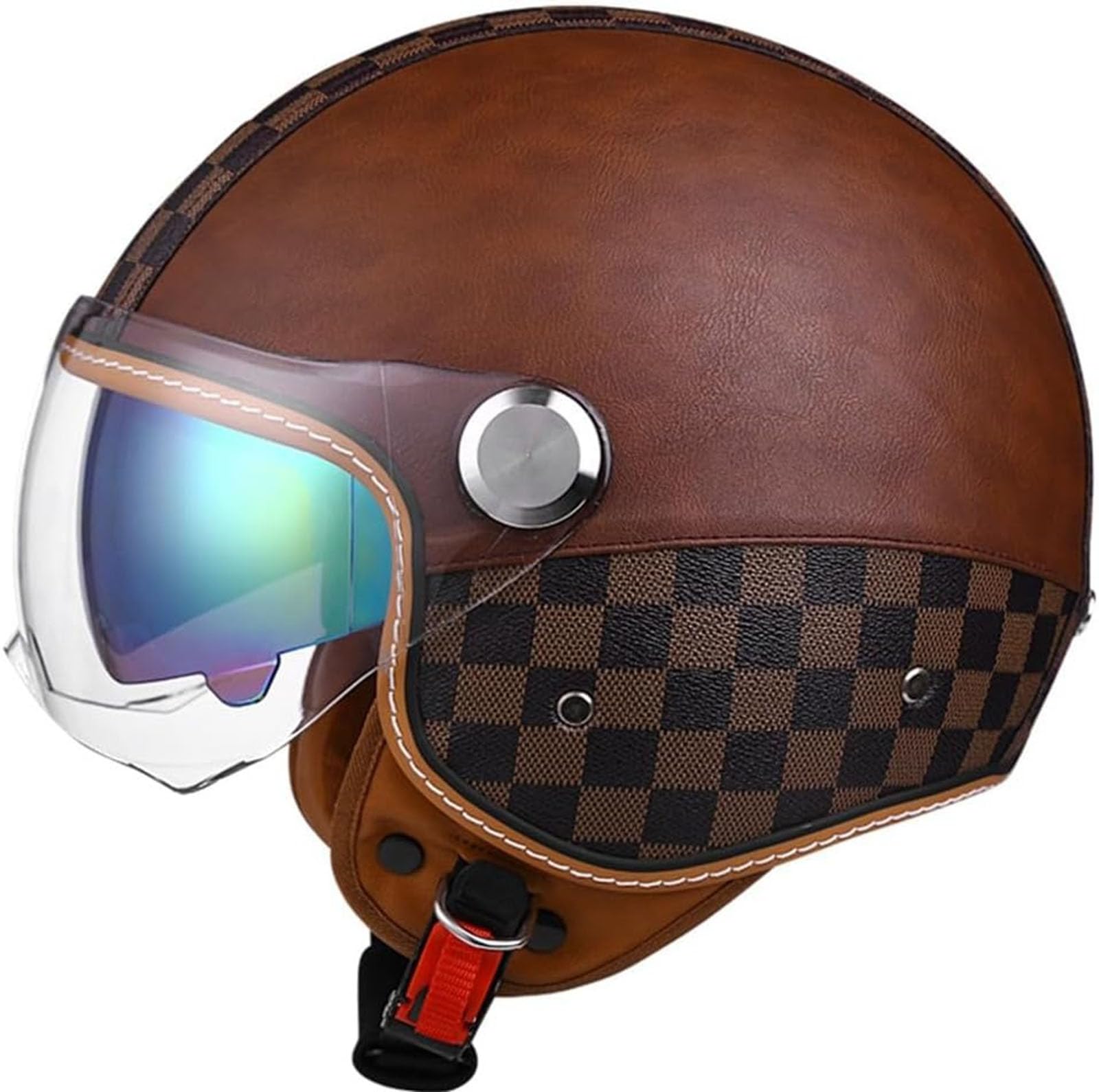 Halbschale Roller-Helm Halbschalenhelm Baseballmütze-Helm Halbhelme Motorradhelm Chopper Helm Mit ECE Genehmigt Moped Helm Retro Mit Fahrradbrille Fahrradvisier von GKCEGHKS