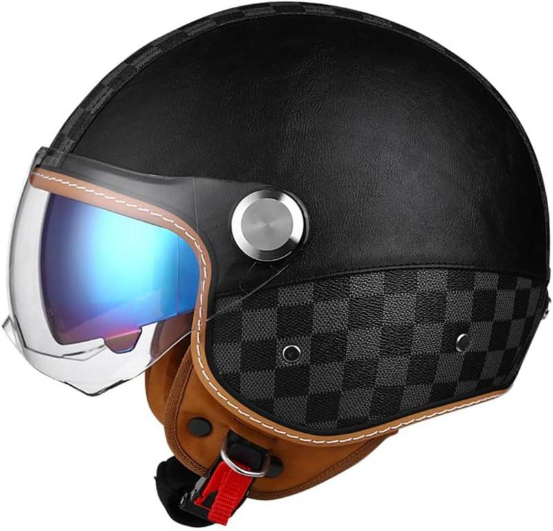 Jet-Helm Halbschale Roller-Helm Mit Fahrradbrille Fahrradvisier Halbschalenhelm Mit ECE Genehmigt Halbhelme Motorradhelm Moped Helm Retro FüR Erwachsene Herren Damen von GKCEGHKS