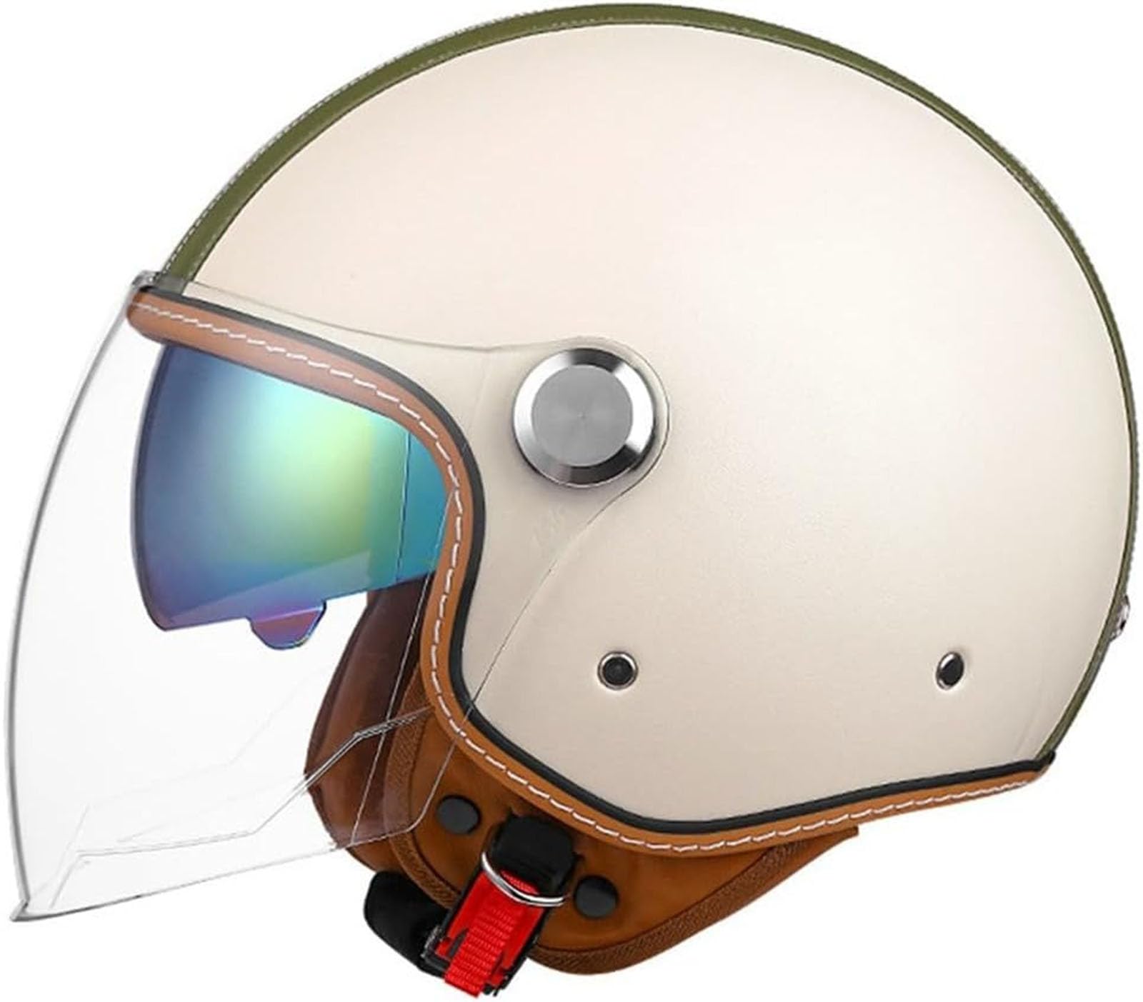 Moped Helm Retro Halbschale Roller-Helm Chopper Helm Halbhelme Motorradhelm Mit ECE Genehmigt Frauen Mofa Helm Baseballmütze-Helm Halbschalenhelm von GKCEGHKS