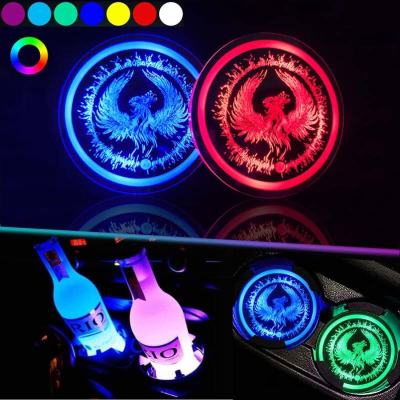 2 Stück LED-Auto-Becherhalter-Lichter, USB-Auflade-Auto-Untersetzer, 7 Farben, leuchtendes Licht, Becherhalter, Auto-Getränkehalter, Innenatmosphärenlampe, leuchtendes Becher-Pad für Auto, SUV, Pubs, von GKKBUFF