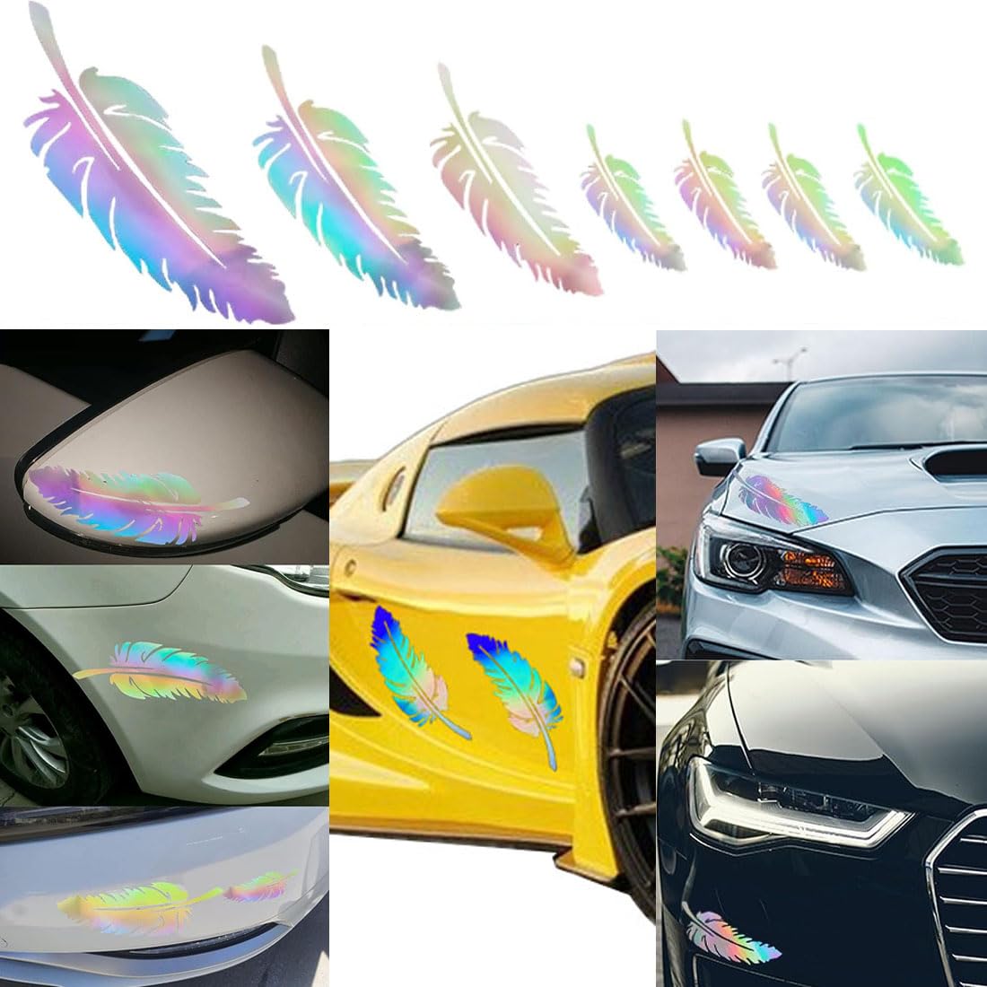 7 Stück Auto-Seitengrafiken 7 Farben reflektierende Aufkleber Starke reflektierende Streifen-Aufkleber Auto-reflektierende Aufkleber universell für Auto,LKW,Motorrad,Fahrrad (Feder) von GKKBUFF