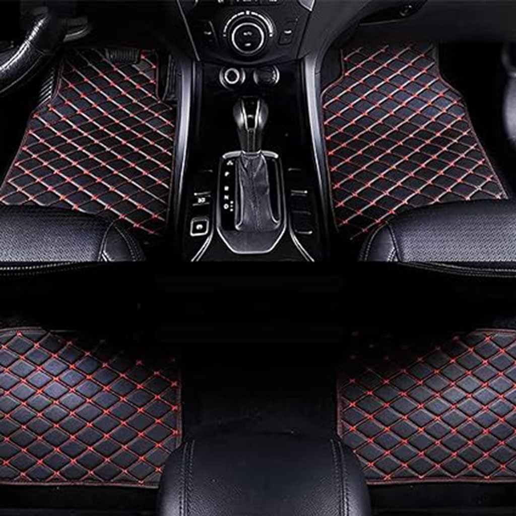 4 Pcs Auto PU-Leder FußMatten für BMW 4 Serise Cabriolet F33 2014-2023,Wasserdicht Anti-Rutsch Vorne Hinten Fussmatten Allwetter Autoteppiche Set,C-Black Red von GKLYJCDR