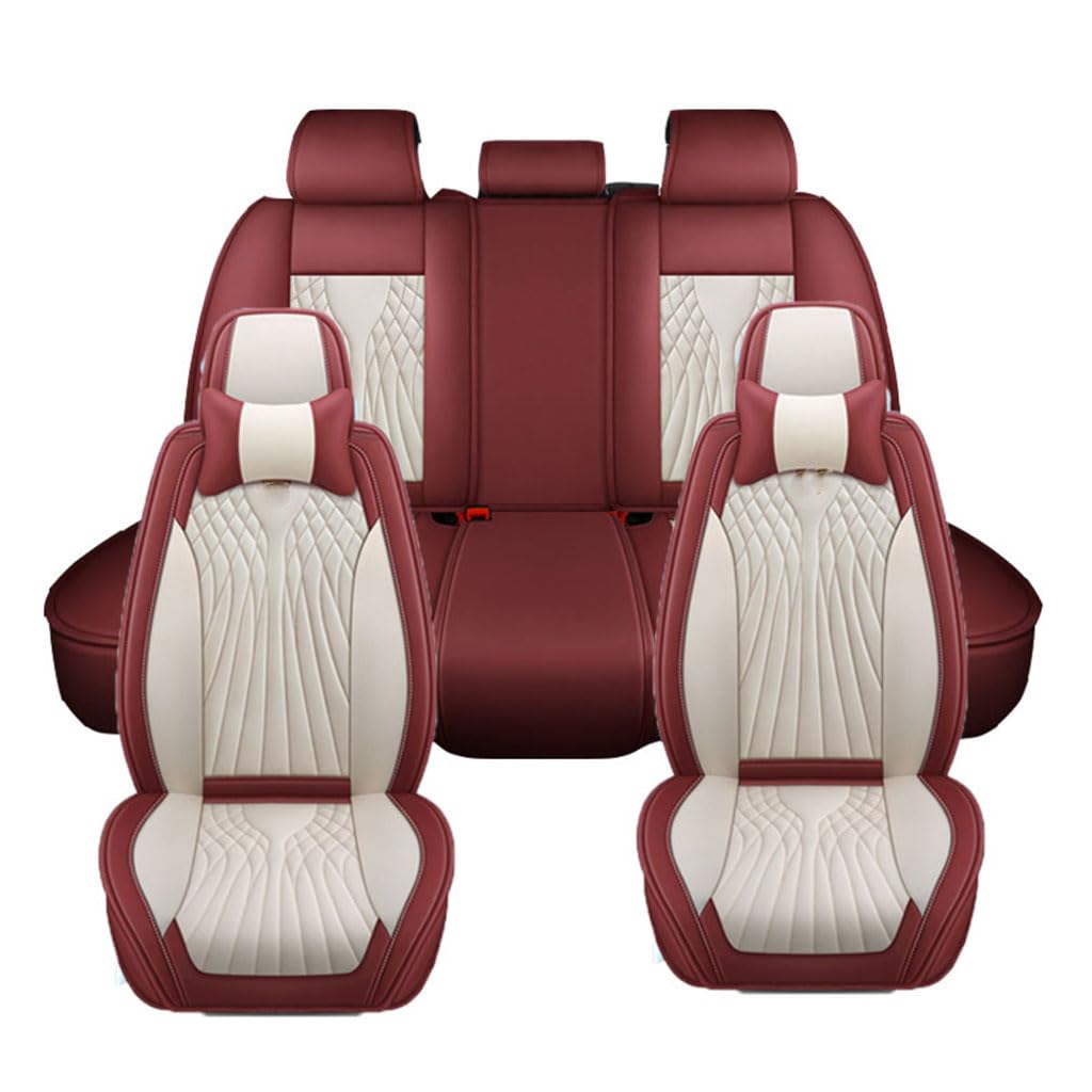 Auto Sitzbezüge für Peugeot 301 2014-2018,wasserdichte Leder Autositzschoner Atmungsaktive Rutschfester Autositzbezug Auto Zubehör,B-Red von GKLYJCDR