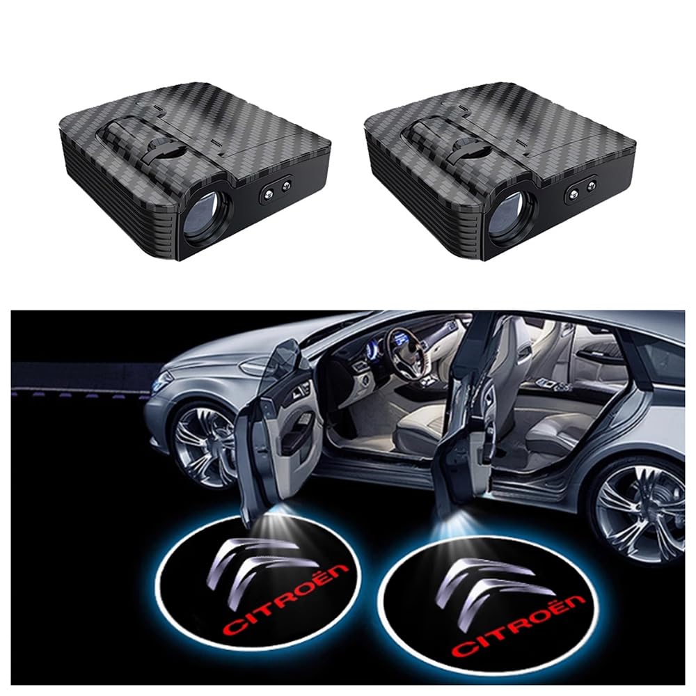 GKLYJCDR 2 Stück Autotür Projektor, für Citroen C3-XR SUV 2019+ Wireless Projektor Autotür Schritt Courtesy Welcome Lights Ghost Shadow Lights von GKLYJCDR