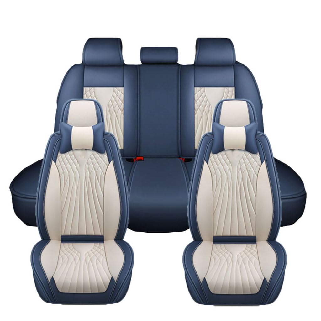 GKLYJCDR Auto Sitzbezüge für Audi A8 Saloon D5 5 Seats LWB 2018-2023,wasserdichte Leder Autositzschoner Atmungsaktive Rutschfester Autositzbezug Auto Zubehör,C-Blue von GKLYJCDR