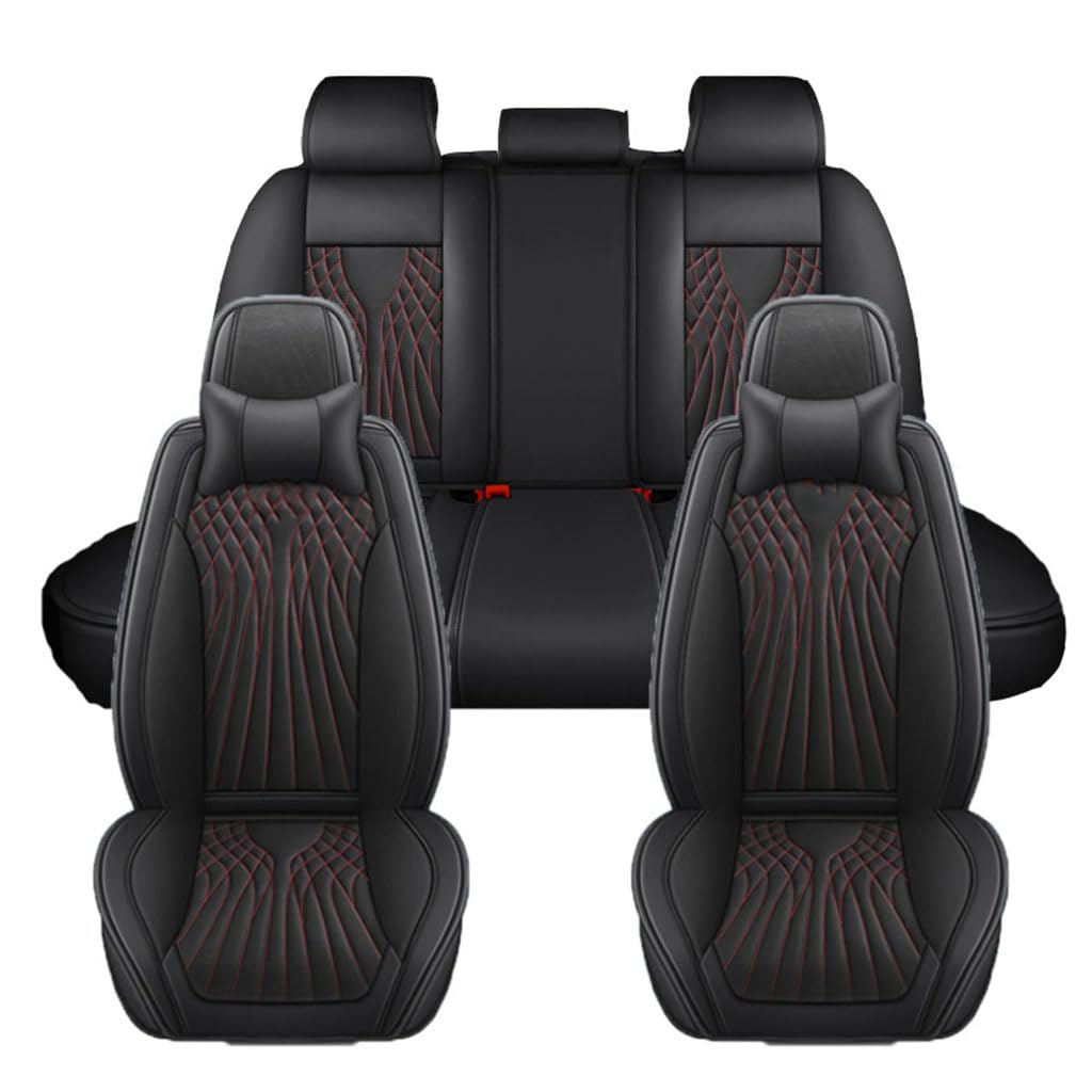GKLYJCDR Auto Sitzbezüge für Hyundai New 7 Seats SantaFe 2013-2018,wasserdichte Leder Autositzschoner Atmungsaktive Rutschfester Autositzbezug Auto Zubehör,A-Black von GKLYJCDR