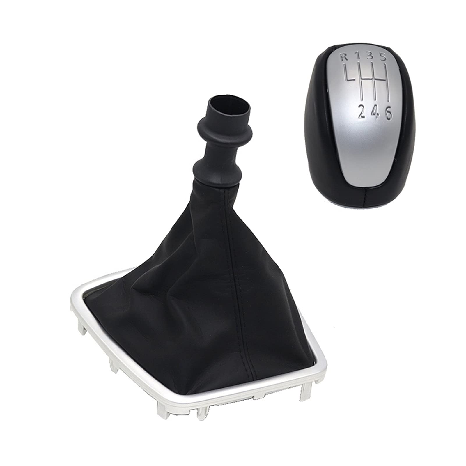 GLBMLMTHZP Silberes Leder-Auto-Umschaltgetriebe-Knopfhebel Gaiter-Boot-Abdeckung for Renault Fit for Laguna III MK3 2007-2015. Schaltknauf(Set) von GLBMLMTHZP