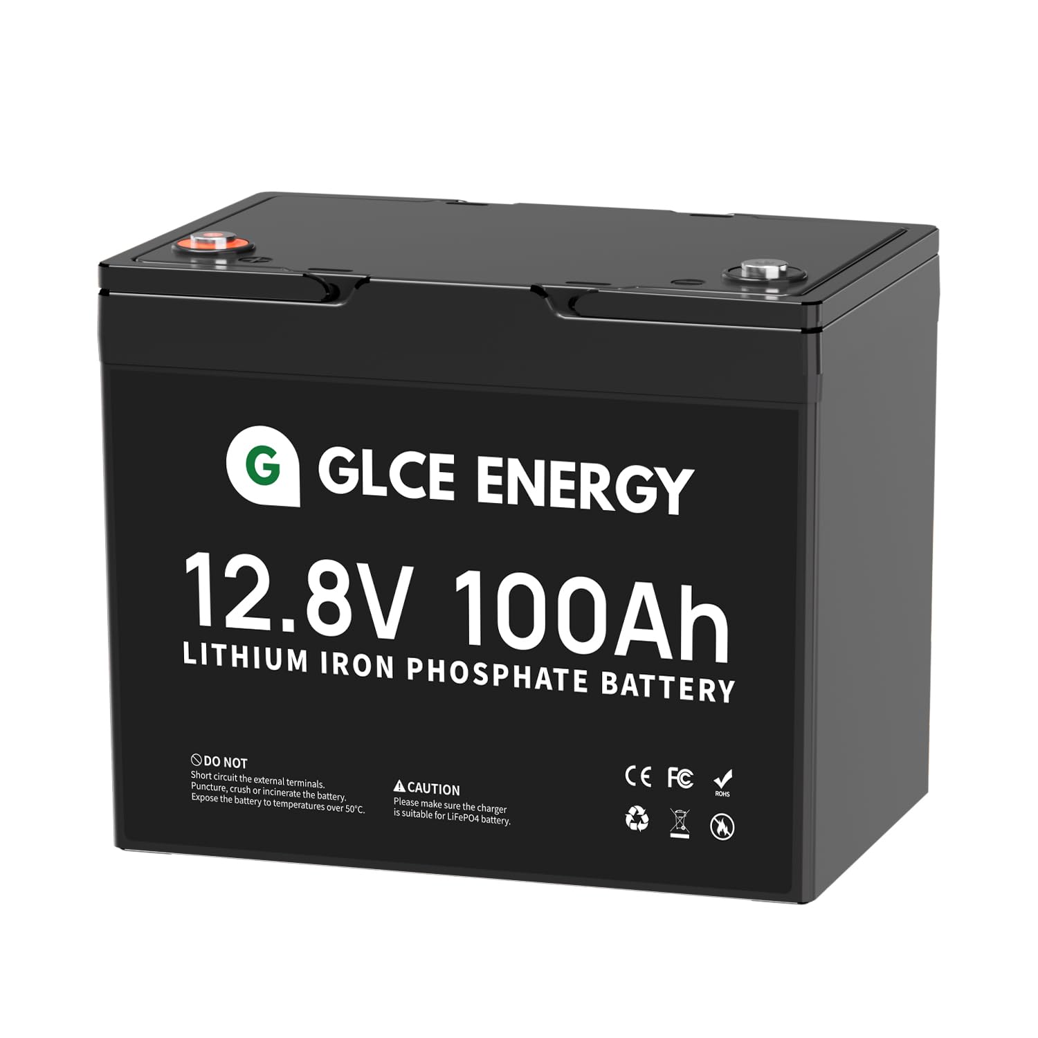 GLCE ENERGY 12V 100Ah LiFePO4 Lithiumbatterie, integriertes Smart BMS, 1280 Wh Lithiumbatterie, Deep Cycle-Batterie für Trolling-Motor, Wohnmobil, Boote, Solaranlage und Off-Grid usw. von GLCE ENERGY