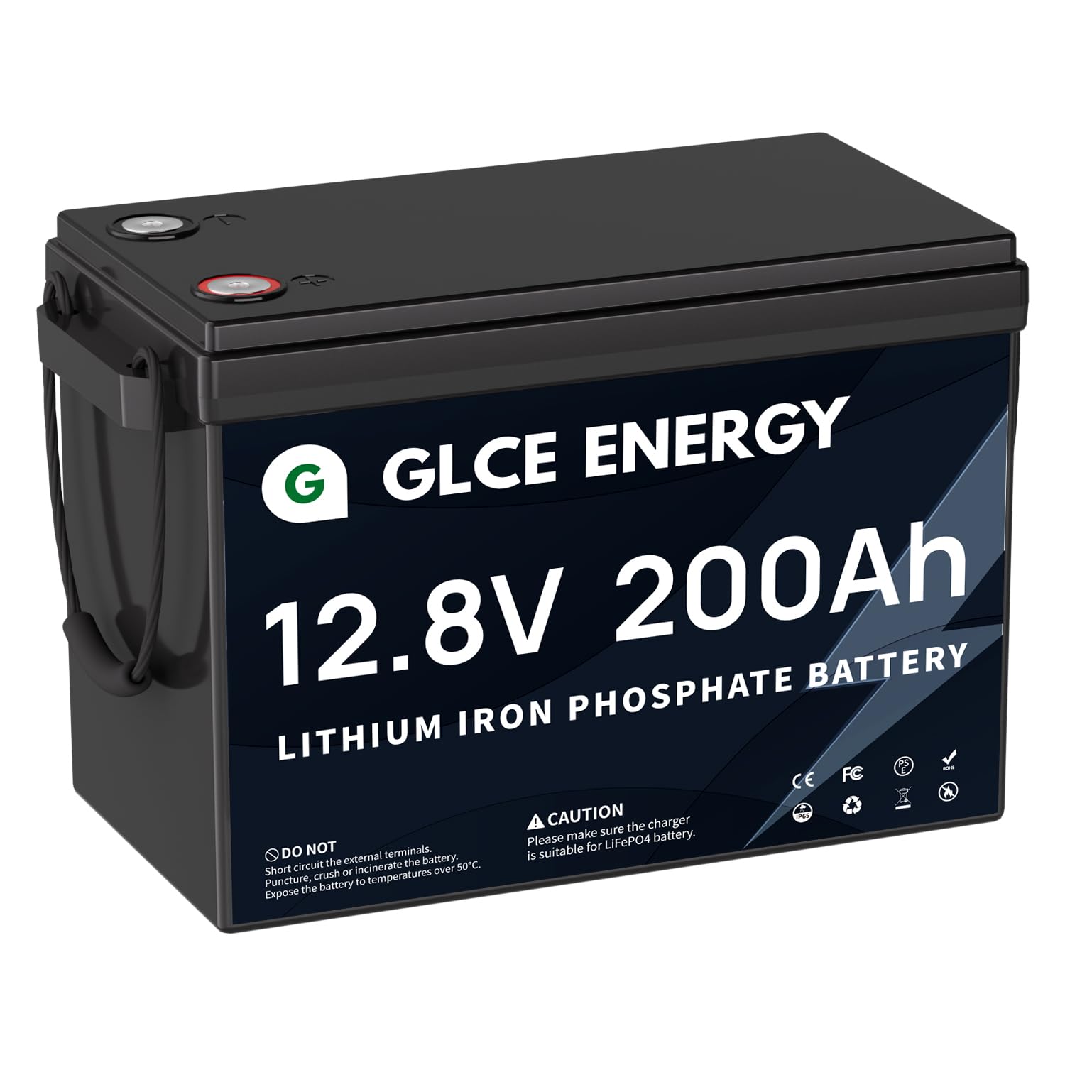 GLCE ENERGY 12V 200Ah LiFePO4 Batterie, Wiederaufladbare Lithium-Batterie,10 Jahre Lebensdauer,4000~15000 Zyklen,P65 wasserdichte, Lithium Akku für Camping, Wohnwagen,RV, Boote von GLCE ENERGY