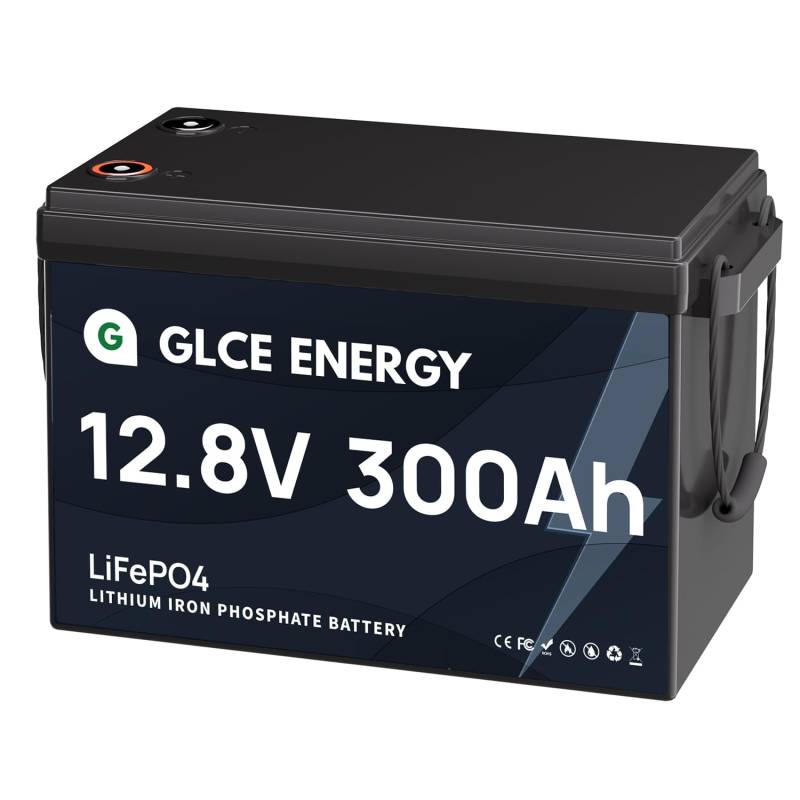 GLCE ENERGY 12V 300Ah LiFePO4 Lithiumbatterie, integriertes Smart BMS, 4000–15000Zyklen, 3840Wh Lithiumbatterie, Deep Cycle-Batterie für Trolling-Motor, Wohnmobil, Boote, Solaranlage und Off-Grid usw. von GLCE ENERGY