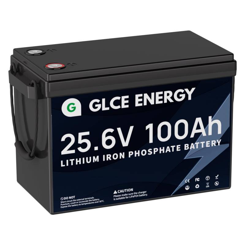 GLCE ENERGY LiFePO4-Batterie 24V 100Ah [Mini], 4000–15000+ Deep-Cycle-Batterie mit integriertem 100A BMS für Wohnmobile, Boote, Solarenergiespeicher, Notstrom, Camping und mehr von GLCE ENERGY