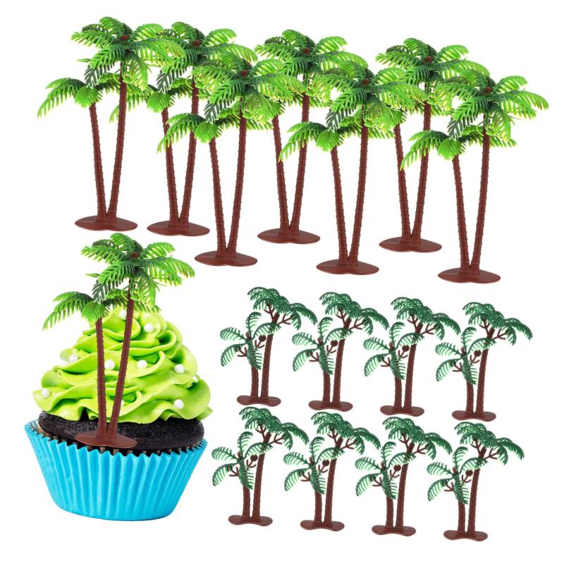 GLEAVI 1 Satz Kokosnuss Kuchendekoration Baum Kuchendekorationen Dschungel Kuchendekoration Baum Cupcake Topper Künstliche Bäume Tropische Tier Kuchendekoration Für Den von GLEAVI