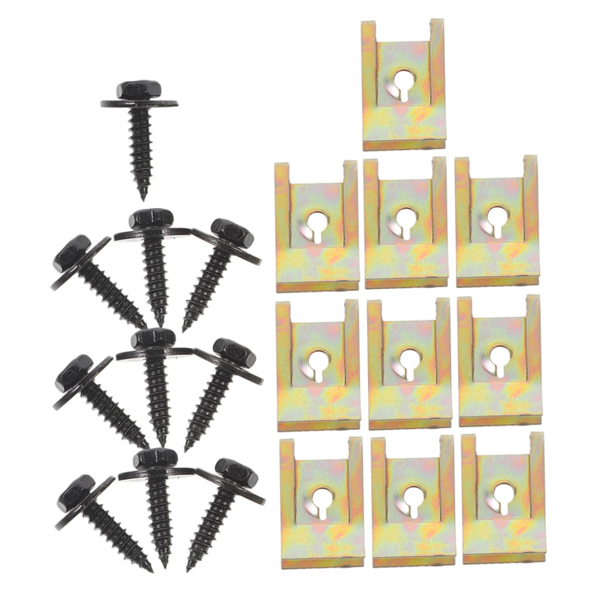 GLEAVI 10 Sets Kfz-schrauben Und -clips, Sortimentsset, Auto-u-clips Und -schrauben, Metall-u- Und Schraubenclip, Ersatzteile Für Armaturenbrett-türverkleidung von GLEAVI