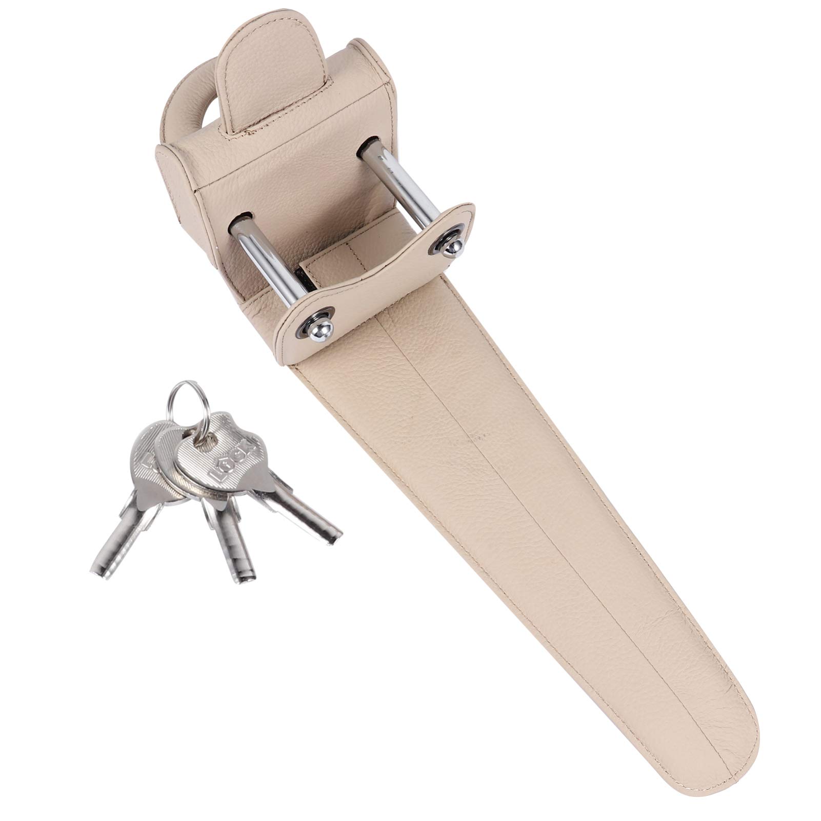 GLEAVI 1Stk Lenkradsperre geprüftes Lenkschloss Auto Anti- LKW-Radschloss lenkradschloss Steering Wheel Lock lenkradbezug Diebstahlsicheres Lederschloss Autoschloss aus Leder Beige von GLEAVI