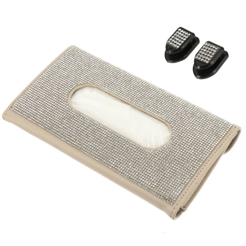 GLEAVI 1Stk Tissue-Box Serviettenhalter Sonnenbrillenhalter Booster Taschentuchbox fürs Auto Taschentuchhalter fürs Auto Taschentuchhalter aus Leder Auto-Visier-Gewebe-Etui Plastik Beige von GLEAVI