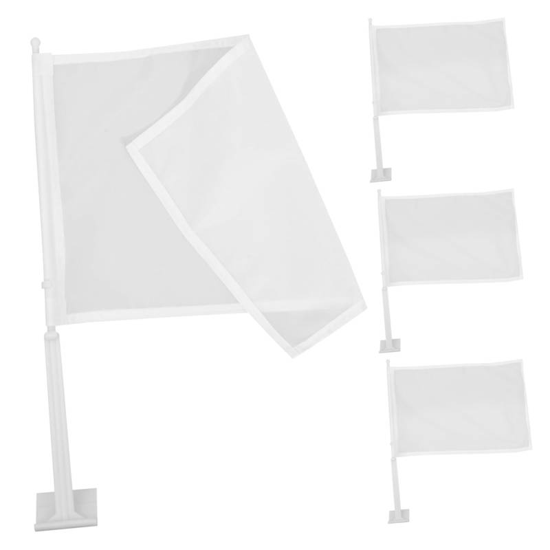 GLEAVI 4 Stück auto dekoration Auto dekorieren DIY-Flagge DIY Auto Flagge Das Handfahnenset auto zubehör Schiedsrichter Pole Sportflagge leere Signalflaggen Signalfahnen Plastik Weiß von GLEAVI