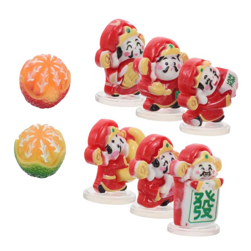 GLEAVI 8 Teiliges Mini Cai Shen Statuen Set Kleine Caishen Statue Des Reichtums Des Glücks Kleiner Des Reichtums Ornament Für Auto Heim Und Bürodekoration von GLEAVI