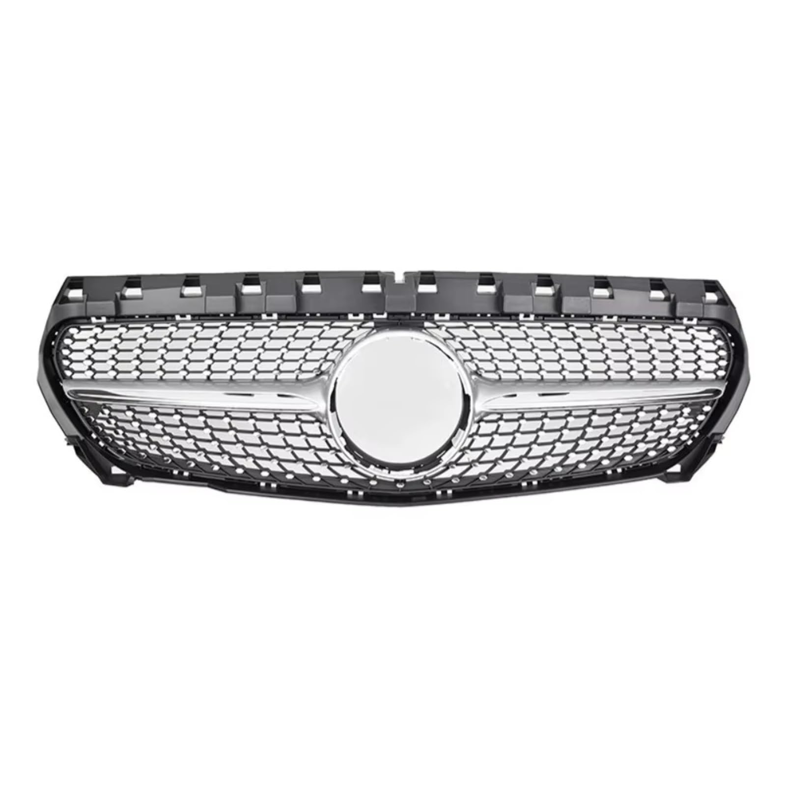 GLILAR Kühlergrille Kompatibel Mit Benz Für C117 W117 Für CLA 22014 2015 2016 2017 2018 2019. Auto-Sport-Grill, Einlassgitter, Frontgrill, Stoßstange, Kühlergrill(Silver,Diamond) von GLILAR