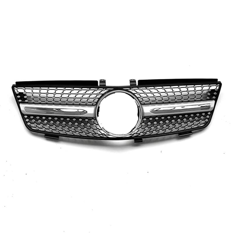 GLILAR Kühlergrille Kompatibel Mit Benz Für W164 ML-Klasse 2005 2006 2007 2008 Für ML320 ML350 ML500 Auto Vorne Oben Stoßstangengrill Haube Kühler Mesh Grid Grill(Silver) von GLILAR