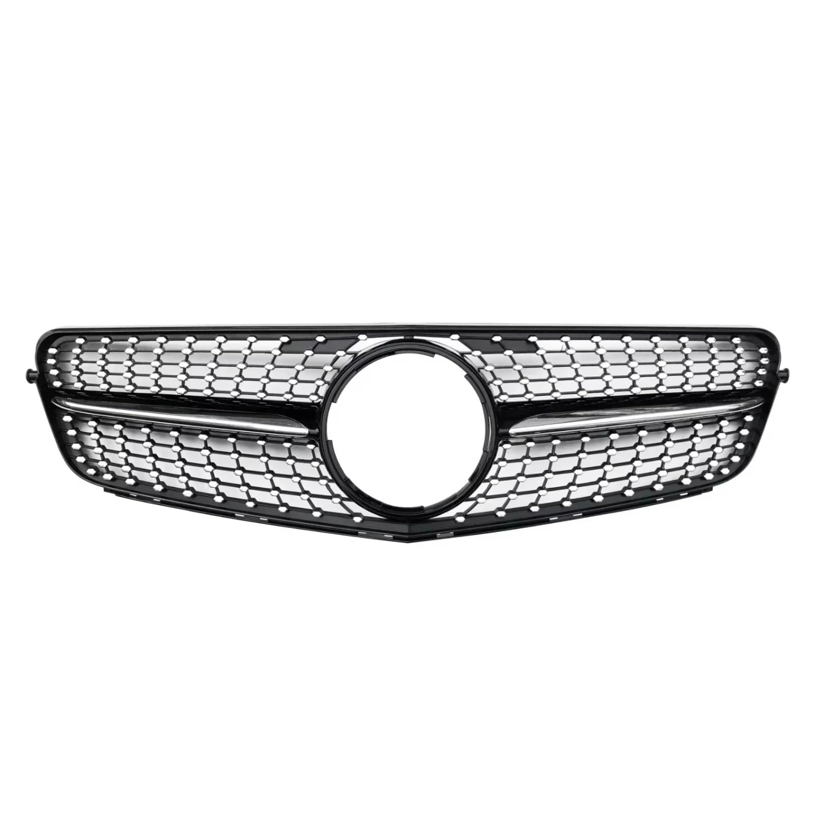 GLILAR Kühlergrille Kompatibel Mit Benz Für W204 C-Klasse 2007–2014 Für C180 C200 C250 C300 C350. Auto-Frontstoßstangengitter Im Diamant-Stil, Racing-Grill-Ersatz(Black,Diamonds-Logo) von GLILAR