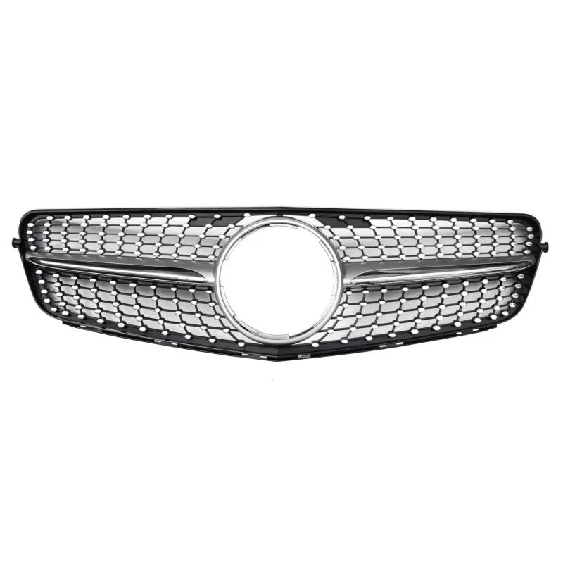 GLILAR Kühlergrille Kompatibel Mit Benz Für W204 C-Klasse 2007–2014 Für C180 C200 C250 C300 C350. Auto-Frontstoßstangengitter Im Diamant-Stil, Racing-Grill-Ersatz(Silver,Diamonds) von GLILAR