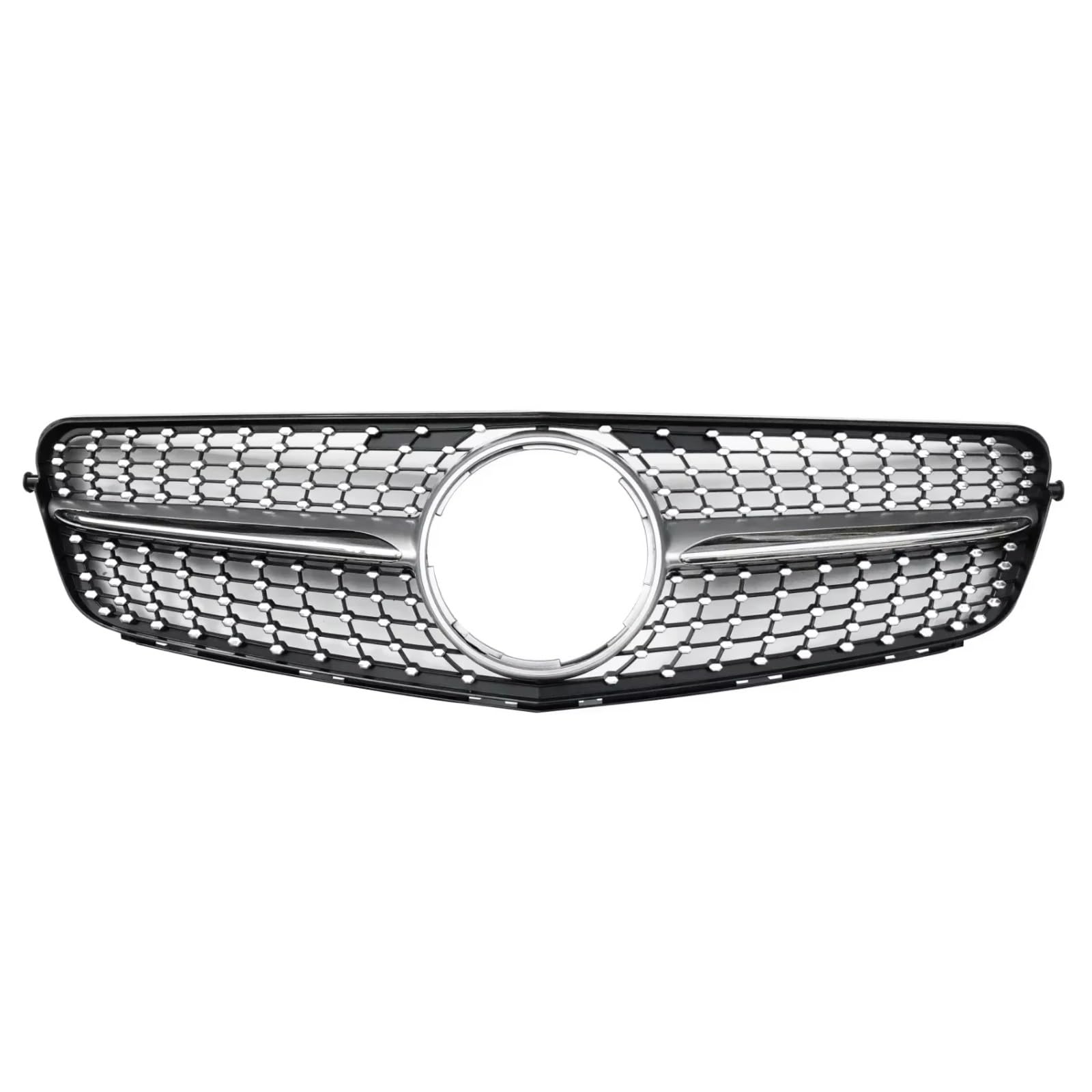 GLILAR Kühlergrille Kompatibel Mit Benz Für W204 C-Klasse 2007–2014 Für C180 C200 C250 C300 C350. Auto-Frontstoßstangengitter Im Diamant-Stil, Racing-Grill-Ersatz(Silver,Diamonds-Logo) von GLILAR