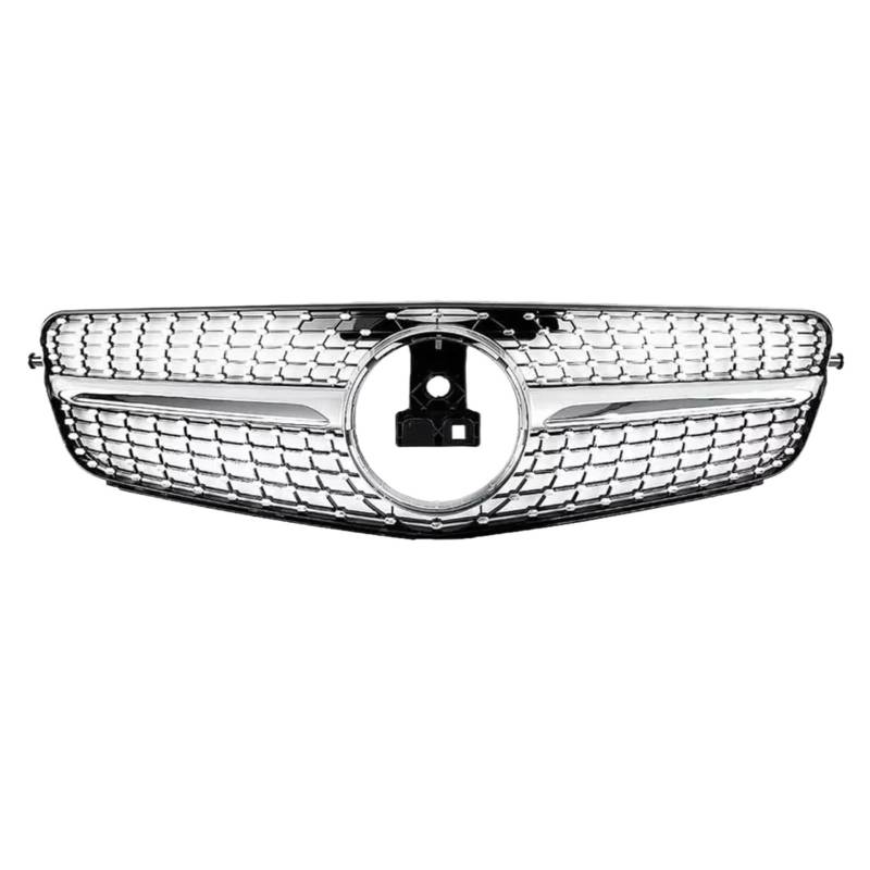 GLILAR Kühlergrille Kompatibel Mit Benz Für W204 C180 C250 C350 2008–2014 C-Klasse, Auto-Frontstoßstangengrill, Kühlergrill, Renngrills, Frontstoßstangen-Haubengrill(Diamonds Silver) von GLILAR