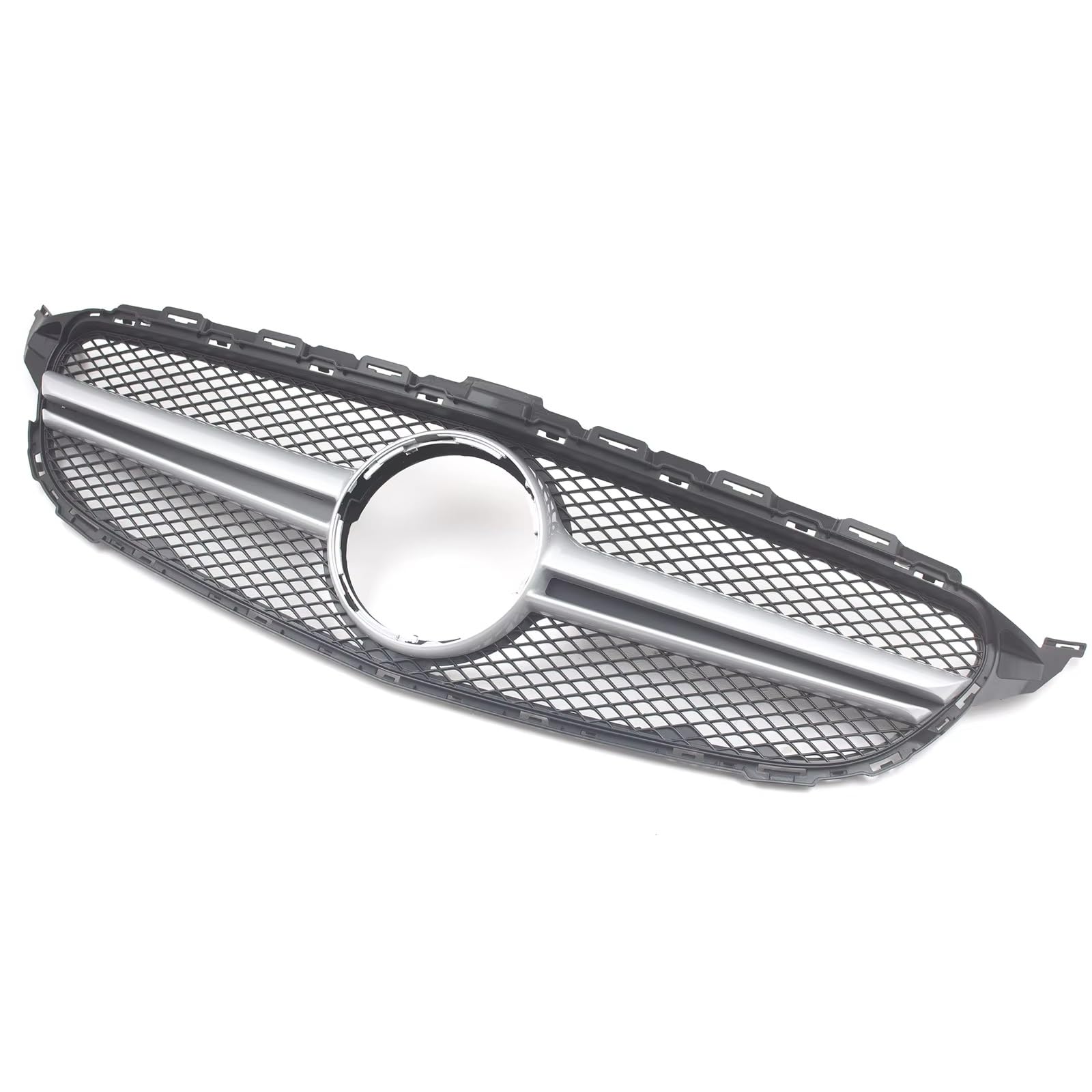 GLILAR Kühlergrille Kompatibel Mit Benz Für W205 C-KLASSE 2015 2016 2017 2018, Auto-Frontstoßstangengrill, Haubengrill, Netzgrill, Autozubehör, Racing-Kühlergrill(Silver) von GLILAR