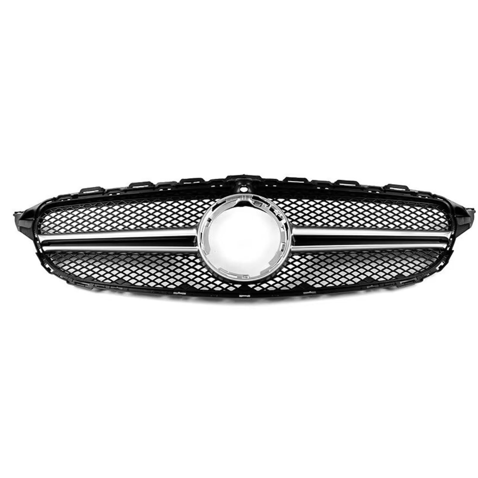 GLILAR Kühlergrille Kompatibel Mit Benz Für W205 C-Klasse C180 C200 C300 C350 Für AMG 2019 2020 2021. Auto-Oberstoßstange, Haubengitter, Netzgitter, Frontgrill(Silver) von GLILAR