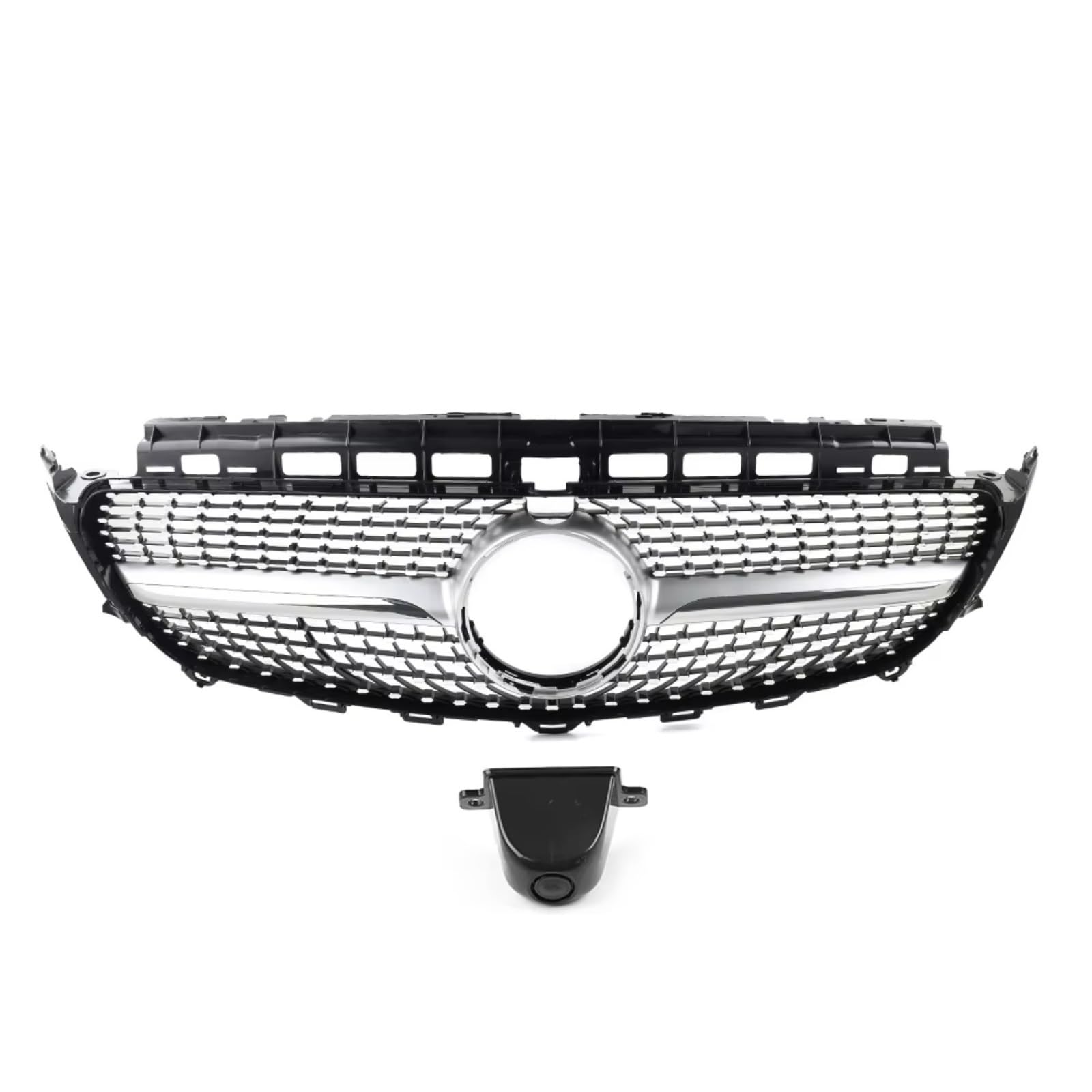 GLILAR Kühlergrille Kompatibel Mit Benz Für W213 E200 E300 E400 E43 Für AMG 4-türige Limousine E-Klasse 2016 2017 2018 2019 2020 Auto-Frontstoßstange Diamant-Grill(Silver) von GLILAR