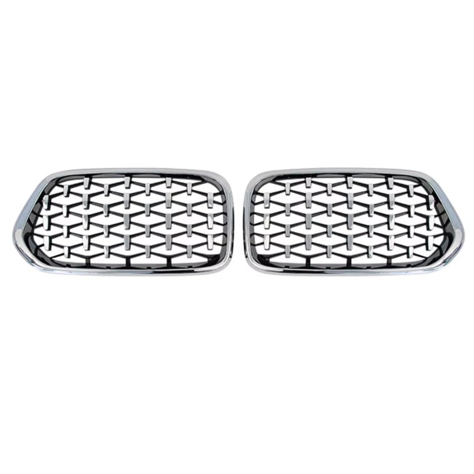 GLILAR Kühlergrille Kompatibel Mit Für X2 F39 2018 2019 2020 2021. Auto-Gitter Im Diamant-Meteor-Stil, Links Und Rechts Vorne, Nierengrill, Renngitter, Glänzend Schwarz(Silver) von GLILAR