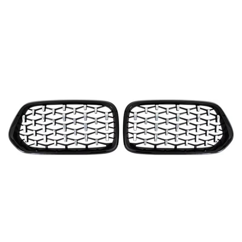 GLILAR Kühlergrille Kompatibel Mit Für X2 F39 2018 2019 2020 2021. Auto-Renngrills, Einzeiliger Stil, Doppelter Linien-Stil, Frontstoßstange, Nieren-Renngitter(Diamond-Chrome Black) von GLILAR