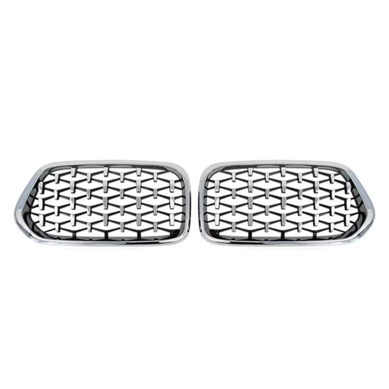 GLILAR Kühlergrille Kompatibel Mit Für X2 F39 2018 2019 2020 2021. Auto-Renngrills, Einzeiliger Stil, Doppelter Linien-Stil, Frontstoßstange, Nieren-Renngitter(Diamond-Silver) von GLILAR