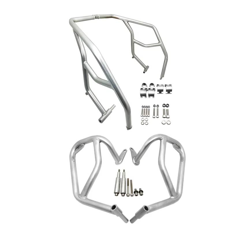 GLILAR Motorrad Motor Stoßstange Kompatibel Mit Für S1000XR 2019 2020 2021 2022 Motorrad Highway Motorschutz Stoßstange Crash Bars Stunt Cage Rahmenschutz Zubehör(Silver,Full Set) von GLILAR