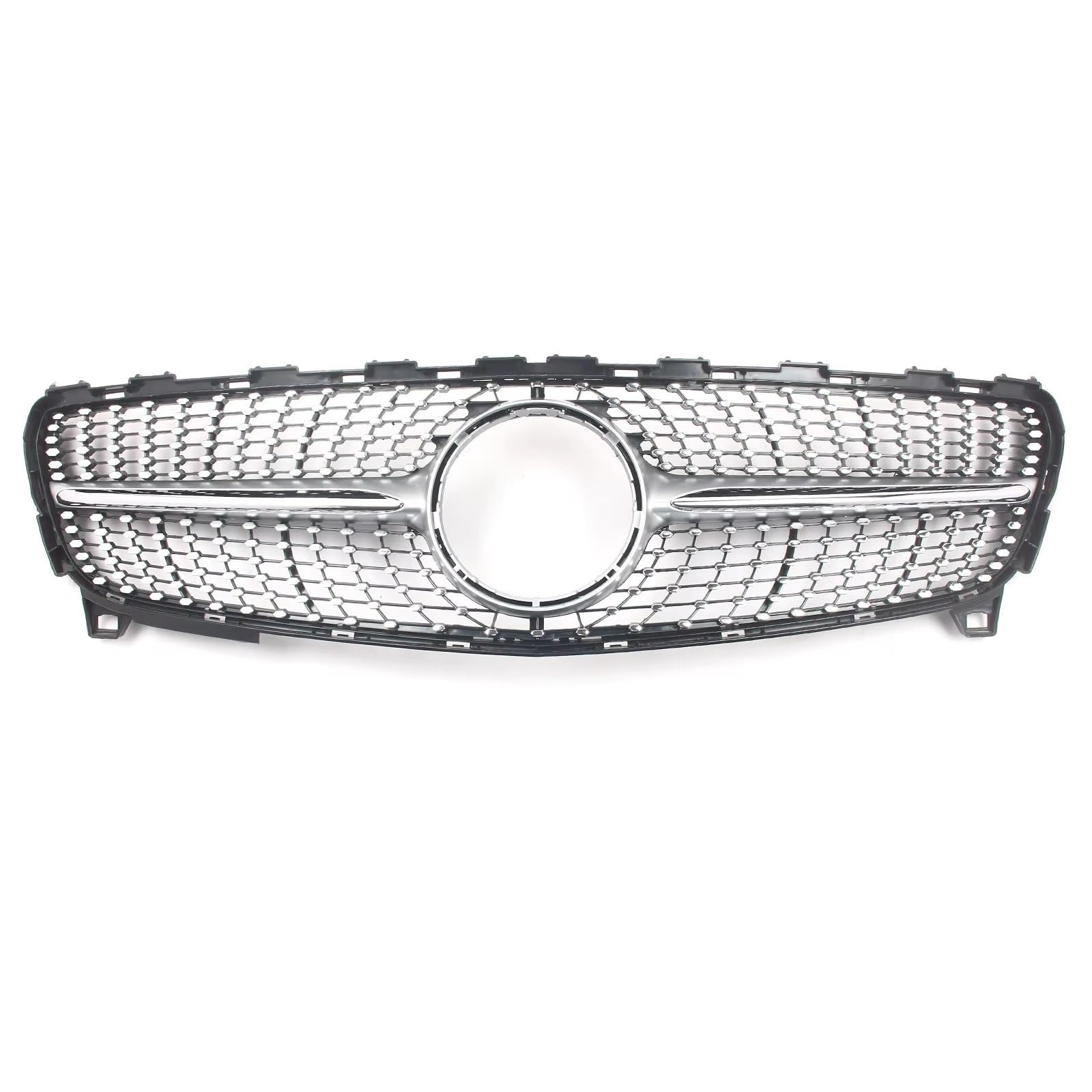 Kühlergrille Kompatibel Mit Benz Für W176 A-Klasse 2016 2017 2018, Auto-Frontstoßstangengrill, Diamant-Stil, Grill, Kühlergrill, Autozubehör, Renngrill(Silver) von GLILAR