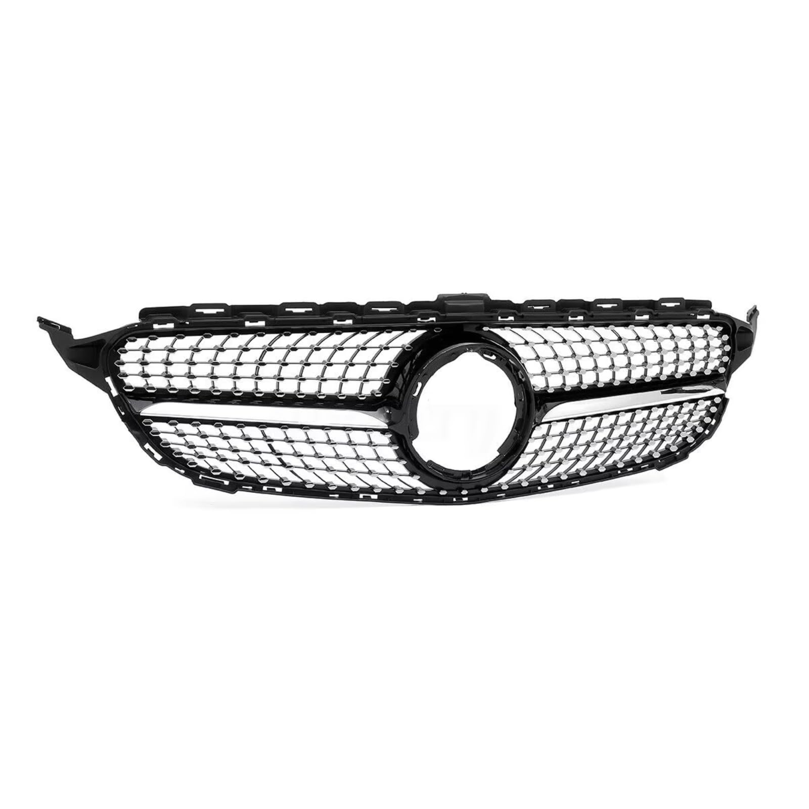 Kühlergrille Kompatibel Mit Benz Für W205 C-Klasse 2019 2020 2021 Für C200 C250 C300 C43 Für AMG Obere Stoßstange Vorne Kühlergrill Haube Mesh Grills Racing Grills(Black) von GLILAR