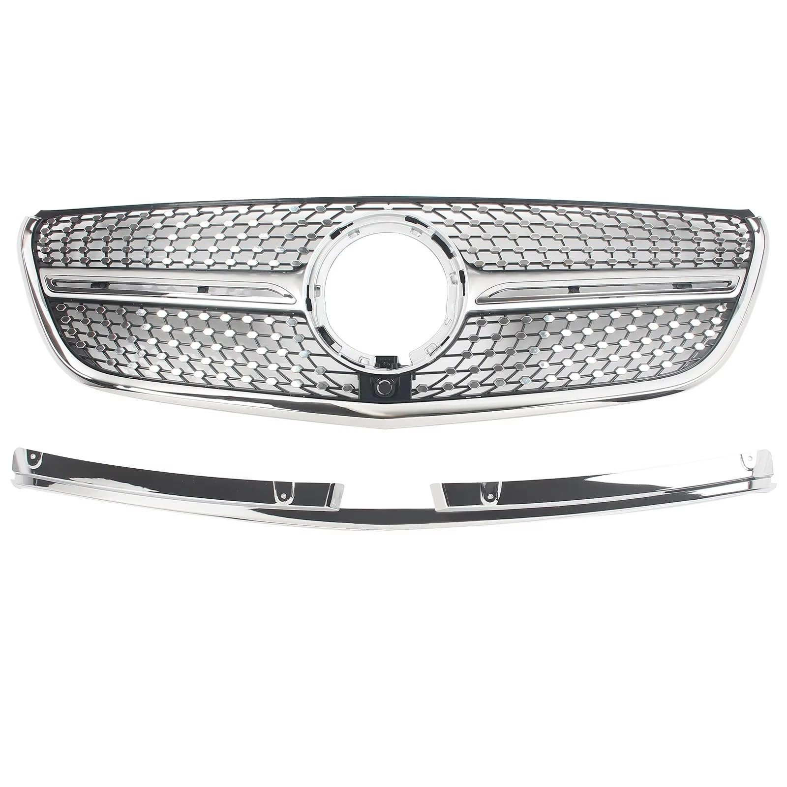 Kühlergrille Kompatibel Mit Benz Für W447 Für Vito 2021 2022 2023 Auto-Frontstoßstangengrill Kühlergrills Gypsophila Diamond Style Grille Racing Grille(Silver) von GLILAR